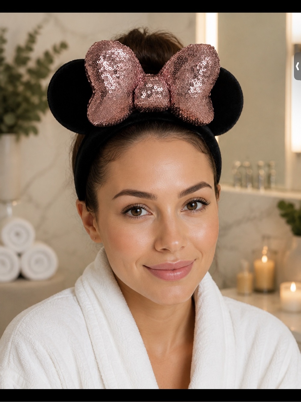 Sequin Bow Black Headband, Rose Gold Bow,NIB